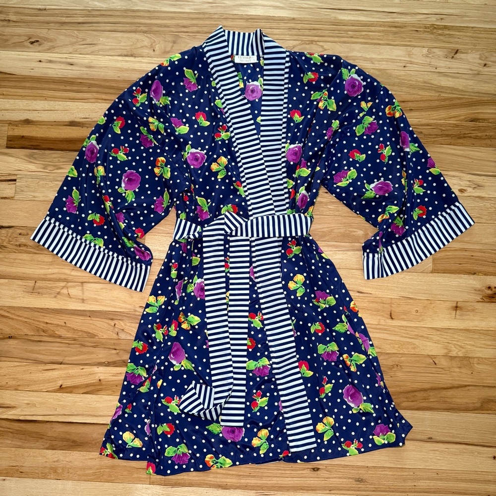 Vintage Victoria’s Secret Gold Label Polka Dot Floral Robe